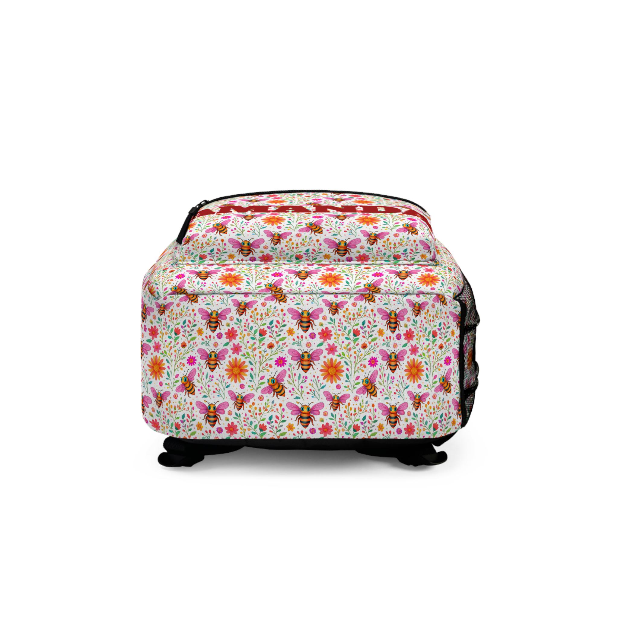 Personalized Bee Floral Backpack: Student Travel Bag - Etsy display picture 2