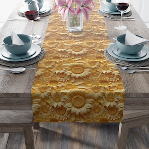 Table Runner, Golden Sunflowers, Home Decor, Kitchen Table Decoration, Floral Design Table, Housewarming Gift, Gift For Sunflower Lover