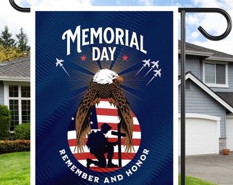 Memorial Day Garden Banner: Remember and Honor Soldier Design, Patriotic Garden Flag