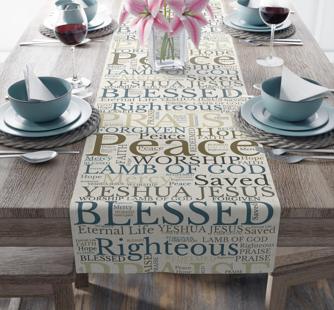 Christian Table Runner: Faith-based Words, Religious Dining Decor - Etsy