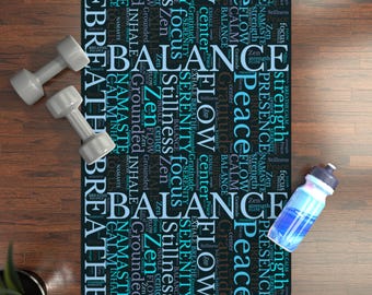 Yoga Terminology Rubber Fitness Mat: Anti-Slip Exercise & Meditation