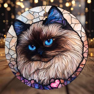 Personalized Ceramic Ornament:  Himalayan Cat Lover Gift, Pet Memorial