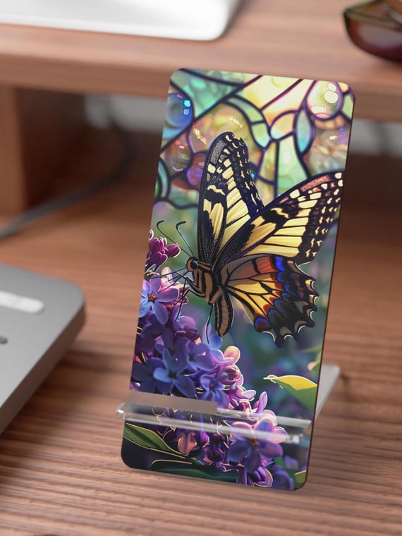 Butterfly Garden Mobile Display Stand: Home Office Phone Holder