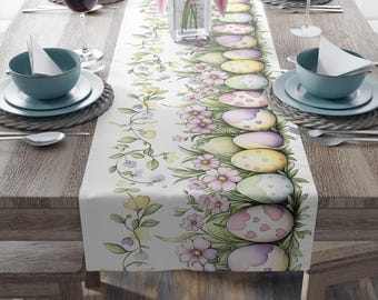 Easter Egg & Floral Table Runner: Spring Holiday Decor, Easter Home Decor