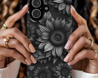 Magnetized Tough Case, Sunflower Phone Case, iPhone, Samsung, Pixel Monotone Phone Case