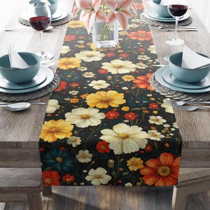Table Runner, Anemone Flowers Tablecloth, Kitchen Decor, Dining Table Decor, Home Decor, Wedding Gift,Cotton Table Runner, Housewarming Gift