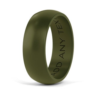 Durable Daily Wear Wedding Ring for Him Silicone Tactical Wedding Band Personalized Military Grade Ring for Husband Custom Engraved Silicone