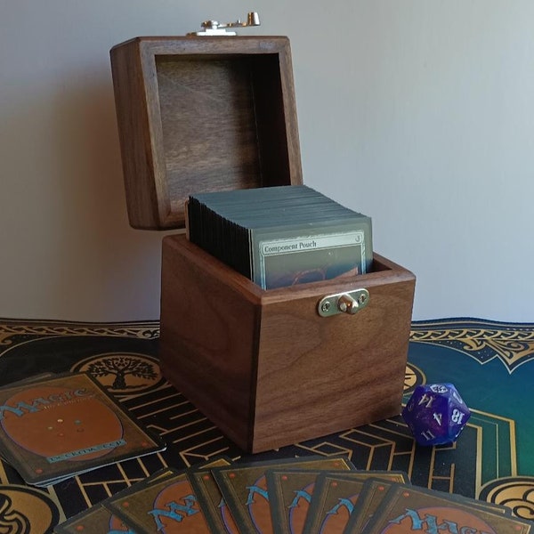 Solid Walnut Deck Box for MTG/Pokemon/Yu-Gi-Oh/CCGs  Holds 100+ sleeved cards