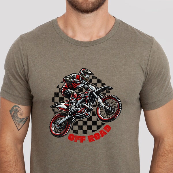 Checkered Dirtbike Shirt, Motocross Rider Tee, Offroad Motorbike, Dirtbike Gift, Dirt Bike Unisex Tshirt, Riding, Rider, Dirt Biker Tee