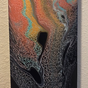 Abstract Fluid Acrylic Painting - "Mindfulness " 10x20 inches