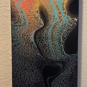 Abstract Fluid Acrylic Painting - "Good Vibes " 10x20 inches