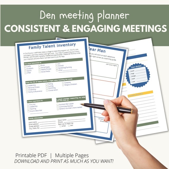 Den Meeting Planner: Leader Agenda (Printable PDF)