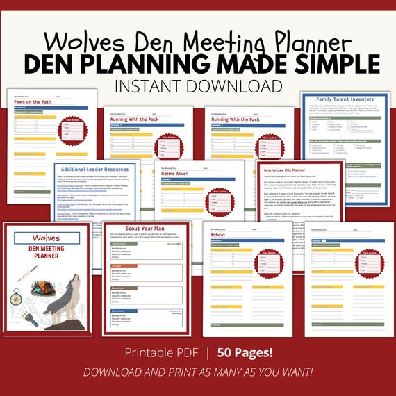 Wolves Den Meeting Planner: Scout Meeting Agenda (PDF Download)