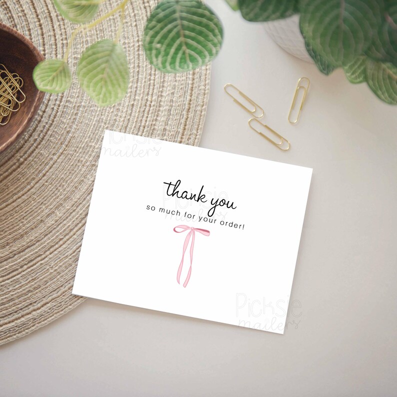 simple business thank you card with logo for small business supplies insert card customer thank you for business valentine card cute girly pink bows