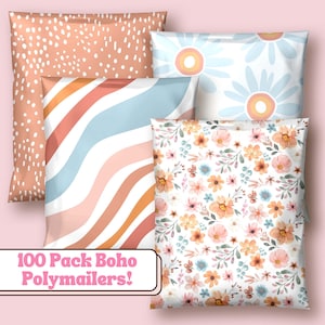 Boho Polymailers 10x13: Small Business Shipping Envelopes, 100 Pack