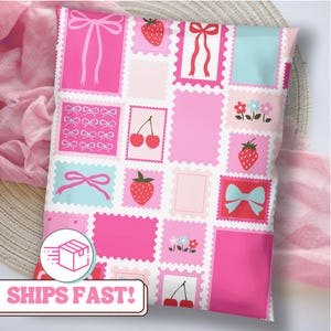 Strawberry Bow Pink Poly Mailers: Boutique Shipping Bags, 10x13 or 14.5x19