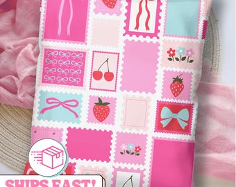 Strawberry Bow Pink Poly Mailers: Boutique Shipping Bags, 10x13 or 14.5x19