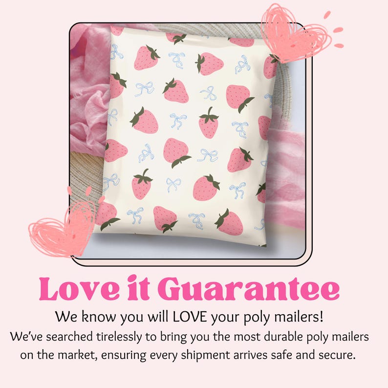 bulk mailers near me small business shipping supplies cute trendy girly summer strawberry design poly bag envelope plastic bag for shipping clothing polymailer polyethylene mailers