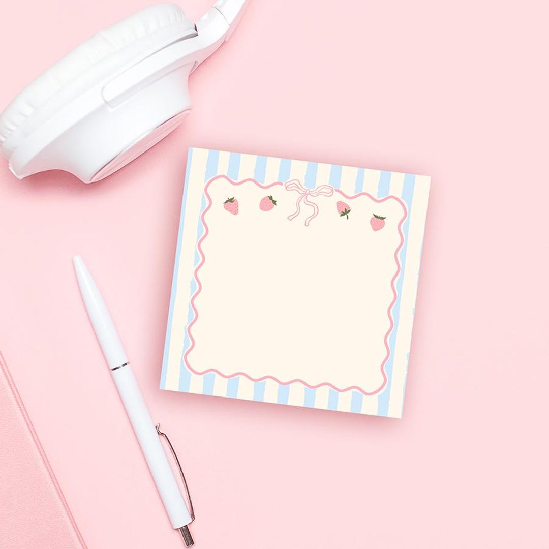 Strawberry Aesthetic Sticky Notes – Coquette Pink Notepad, Planner ...