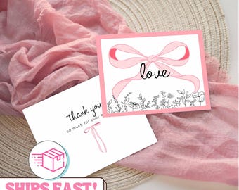 Pink Bow Customer Thank You Cards, Small Business Thank U Packaging Inserts, Small Business Boutique Supplies, Custom Packaging