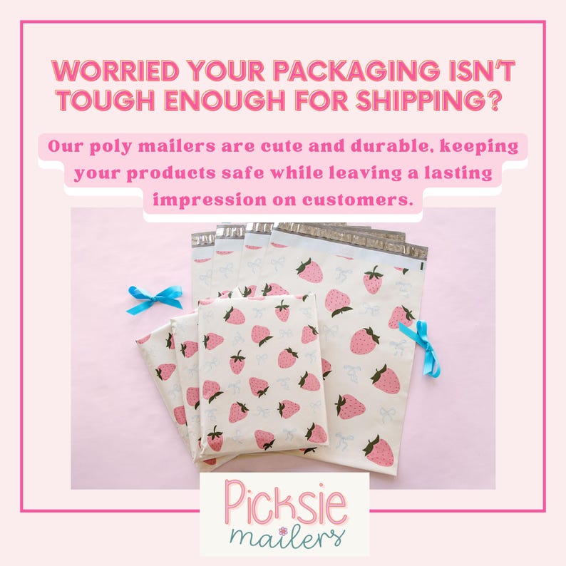 10x13 envelope mailer shipping bags for small business etsy poshmark ebay seller supplies packaging ideas cute custom shipping bags poly envelopes pink strawberries summer spring mailers