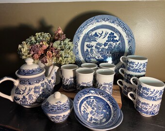 Vintage Blue Willow Dinnerware Churchill Made in England Etsy