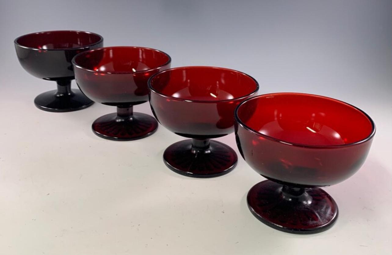 GORGEOUS Vintage, 1938-67 Anchor Hocking | ‘ROYAL RUBY’ Chanpagne/Sorbet/Coupe Glass Set of 4