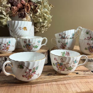 Minton Vermont Teacup set of 9, Produced in England 1939 to 1970.