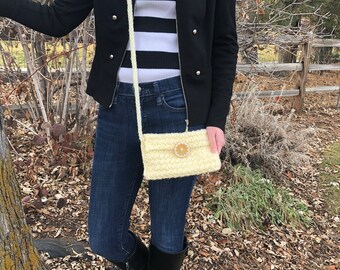 Handmade Crochet Crossbody Bags.  Bags with Mushrooms, Owls, Bees, Lemons.