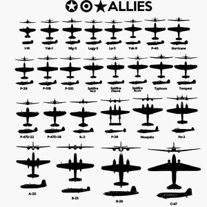 Silueta de avión de la Segunda Guerra Mundial SVG / Archivos de aviones aliados y del Eje / Descarga digital
