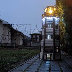 Wooden Lighthouse Well Pump Cover | Garden Decor with LED Light | Outdoor Decorative Lighthouse | Custom Sizes Available