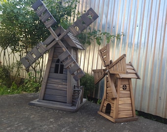 Handmade Home & Garden Decor | Wooden Windmill for Garden Decoration | Wind-Powered Outdoor Decorations | Wind Spinner