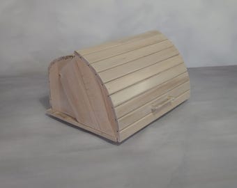 Caja de pan rústica moderna | Diseño frontal curvo | 29 colores | Grabado personalizado | Madera de haya natural