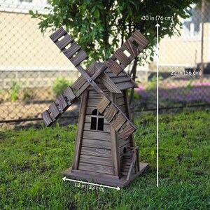 Handcrafted Spruce Wood Windmill | Rustic Garden Decor | Traditional Yard Ornament | WoodSurferStudio Quality image 3