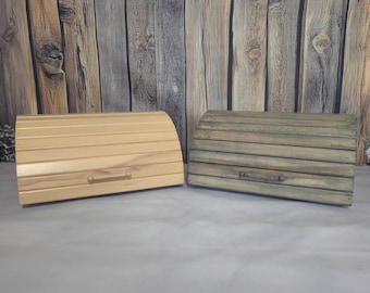 Caja de pan de madera | Almacenaje cocina hecho a mano | Puerta corredera rústica | Grabado personalizado | Haya | Artesanía fina