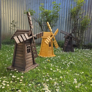 Handcrafted Spruce Wood Windmill | Rustic Garden Decor | Traditional Yard Ornament | WoodSurferStudio Quality image 9