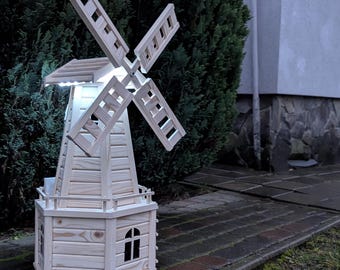 Windmill with a Motor and Led strip light on the Remote control | Handmade Home & Garden Decor | Outdoor Windmill | Yard Decor