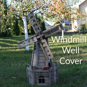 Windmill Well Pump Cover | Garden Decor | Rustic Outdoor Decoration | Handmade Yard Ornament | Decorative Wooden Windmill