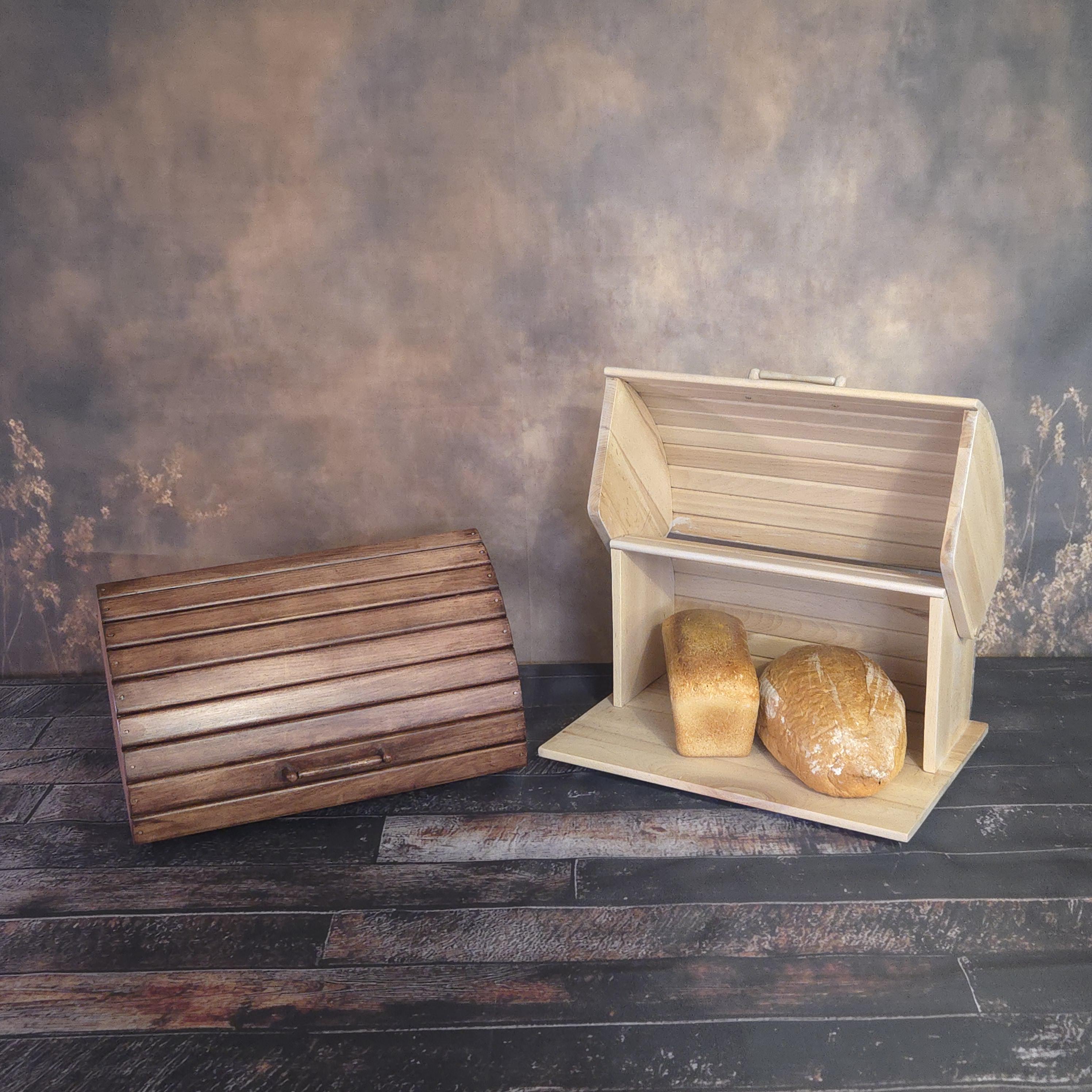 Farmhouse Beech Bread Box: Rustic Kitchen Decor, Custom Engraving