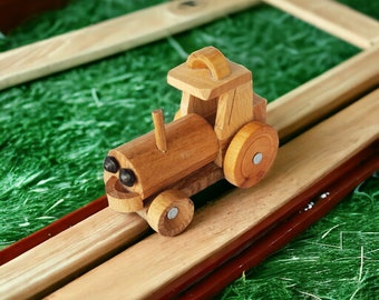 Handmade Wooden Tractor Toy | Eco-Friendly | Natural Nursery Toy | Rustic Wooden Tractor