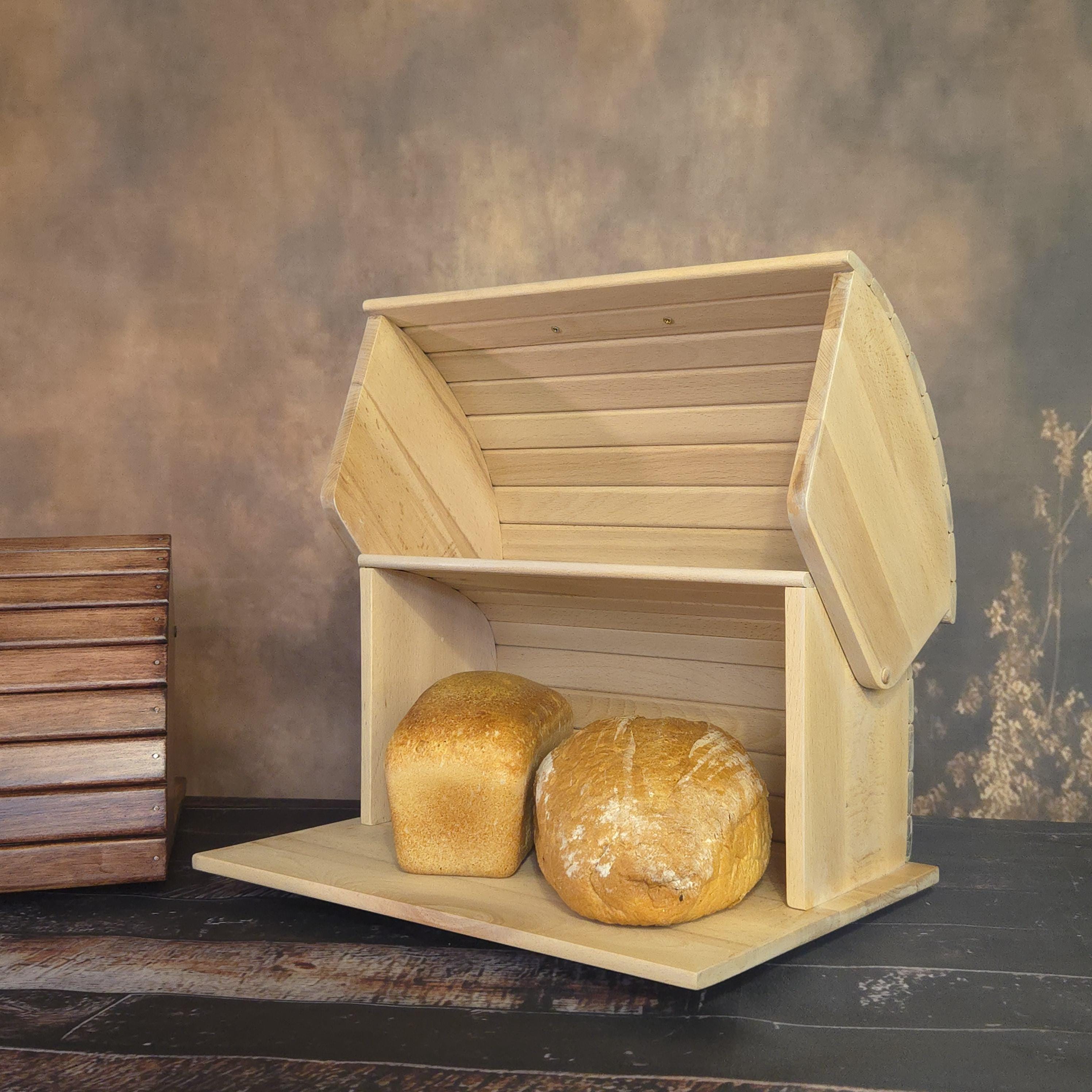 Farmhouse Beech Bread Box: Rustic Kitchen Decor, Custom Engraving