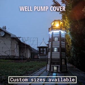 Rustic Wooden Pump Cover – Decorative Lighthouse for Outdoor Use, Handcrafted Garden Decor