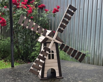 Wooden Golf Windmill with 4.25" Hole | Backyard Mini Golf Obstacle | Interactive Garden Art | Outdoor Putting Green Decor