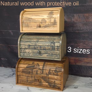 Wood Bread Box | Handmade Kitchen Storage | Rustic Sliding Door | Custom Engraved | Beech Wood | High Quality Craftsmanship
