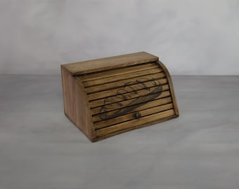 Handmade Beech Bread Box with Roll-Top Lid: Rustic Kitchen Storage, Customizable
