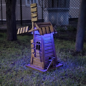 30&quot; tall Wood Windmill for Garden Decoration | Handmade Home & Garden Decor | Wind-Powered Outdoor Decorations | Wind Spinner