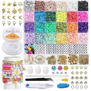 5000 Pcs Clay Beads for Jewelry Making,24 Color 3MM Glass Seed Beads,Letter  Beads for Bracelets Making Kit Included 18 Colors 6mm Flat Round Spacer Clay  Beads Hearts Beads Necklace Making Kit price