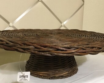 Crate and Barrel Woven Willow Spring / Easter Pedestal Cake Stand