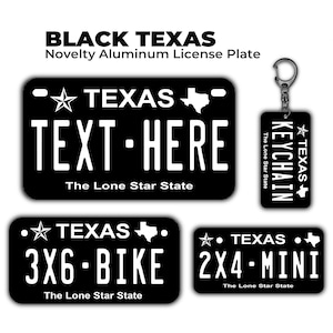 Novelty Texas Custom License Plate | Personalized ATV, bike, Mini & Keychain | UV-protected Aluminum