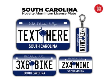 Novelty South Carolina Custom License Plate | Personalized ATV, bike, Mini & Keychain | UV-protected Aluminum